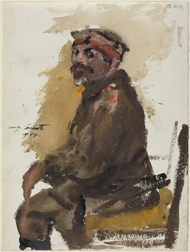 Hermann Struck in Uniform by Lovis Corinth, drawing, 1914