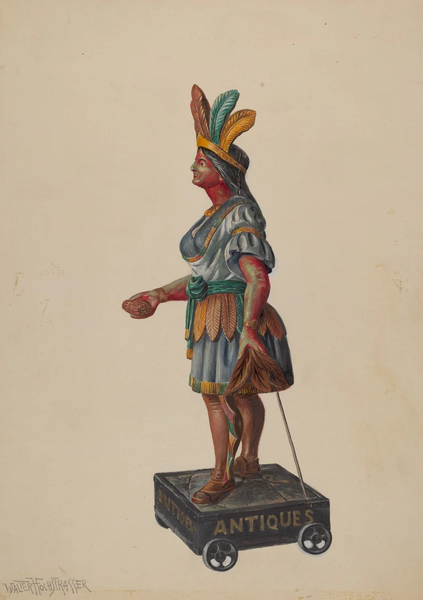 Cigar Store Indian by Walter Hochstrasser, index of american design, 1936