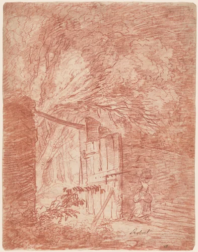 The Garden Gate by Hubert Robert, drawing, 1760-1765