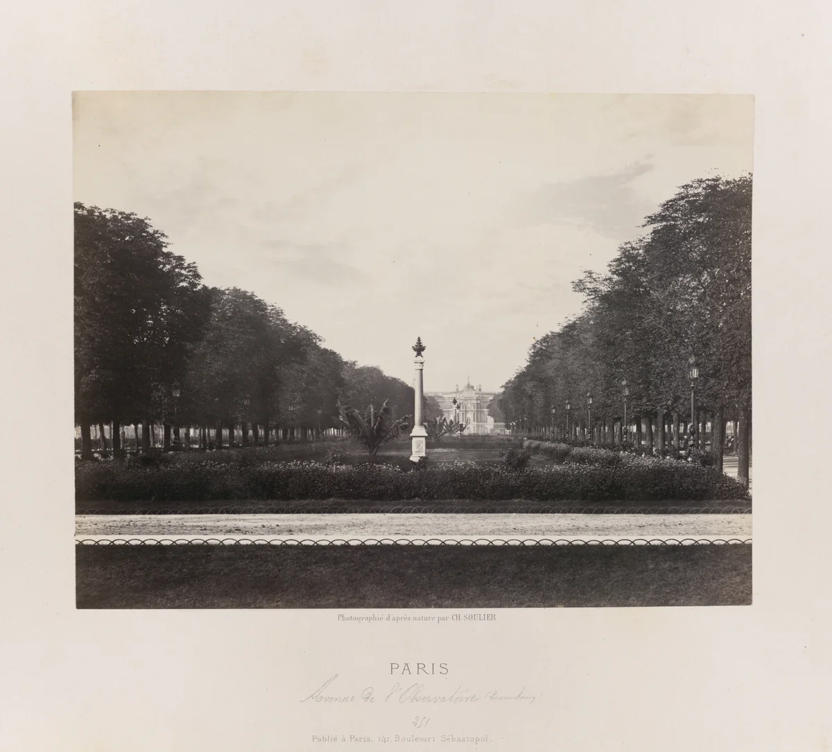 Avenue de l'Observatoire (Luxembourg) by Charles Soulier, photograph, 1862-1872
