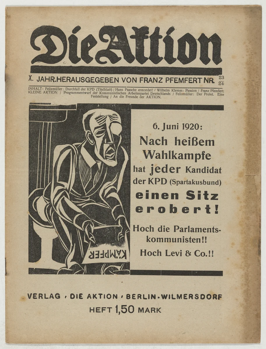 Die Aktion, vol. 10, no. 23/24 by Conrad Felixmüller, periodical, 1920