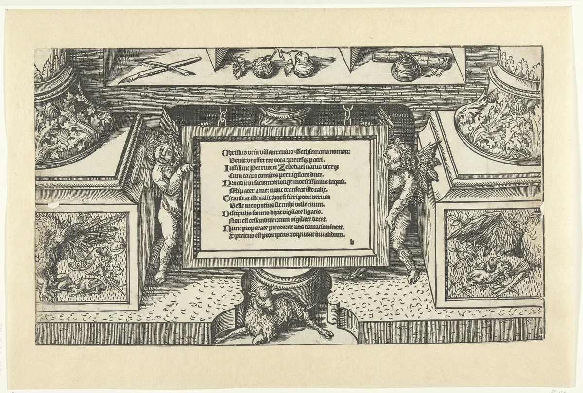 Omlijsting uit een Biblia Pauperum by Jacob Cornelisz van Oostsanen, print, 1518-1522