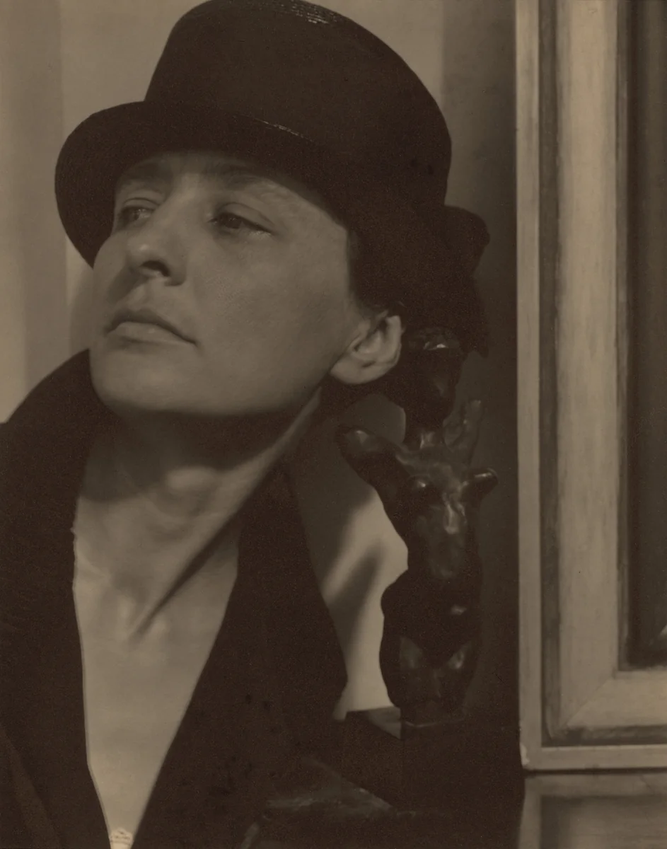 Georgia O'Keeffe with Matisse Sculpture by Alfred Stieglitz, photograph, 1921
