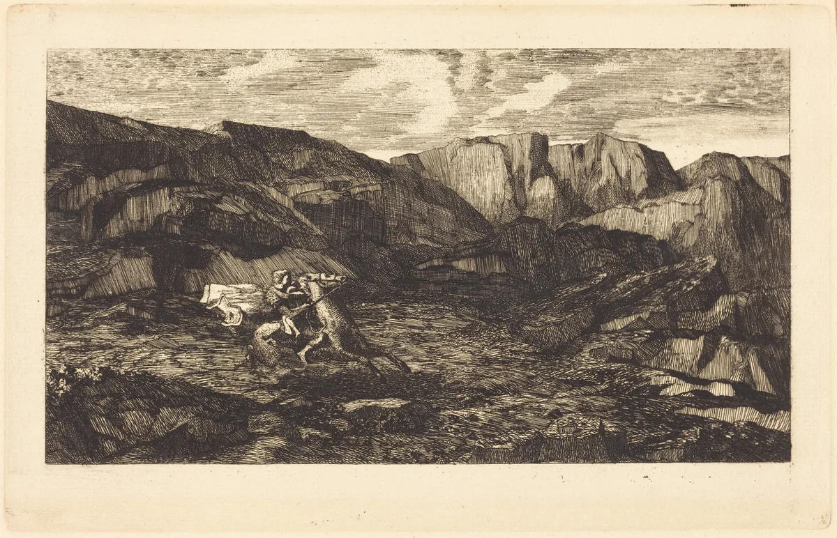 La Peur (Fear) by Odilon Redon, print, 1865