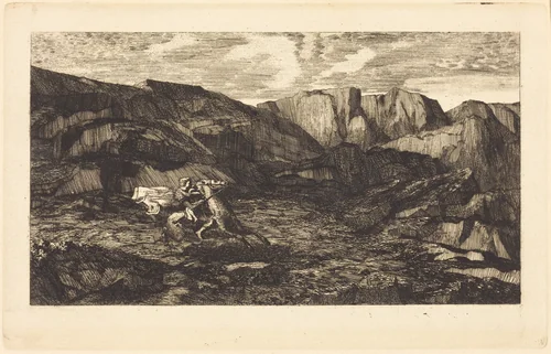 La Peur (Fear) by Odilon Redon, print, 1865