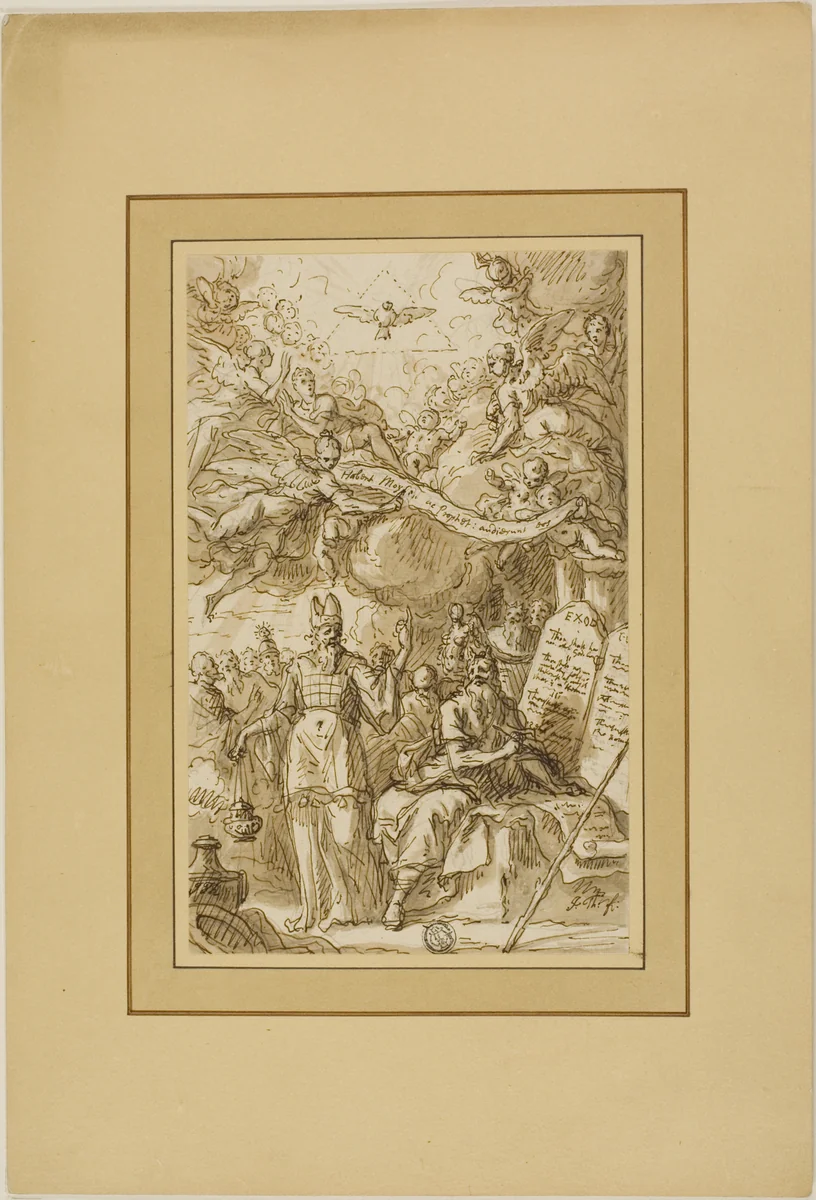 Moses and the Tables of Law by James Thornhill, drawing, 1695-1734