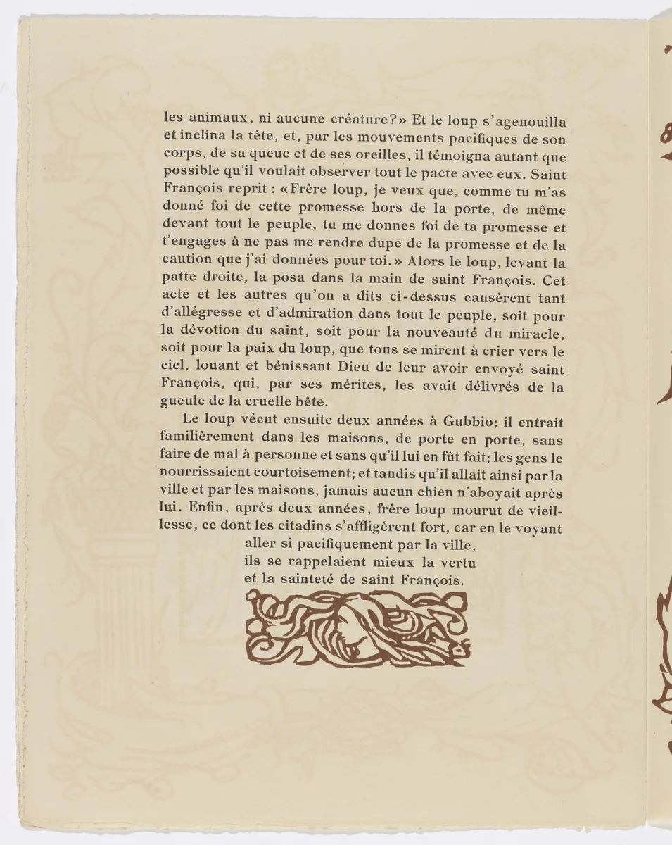 Tailpiece (page 134) from Les Petites Fleurs de St. François (The Little Flowers of St. Francis) by Émile Bernard, illustrated book, 1928