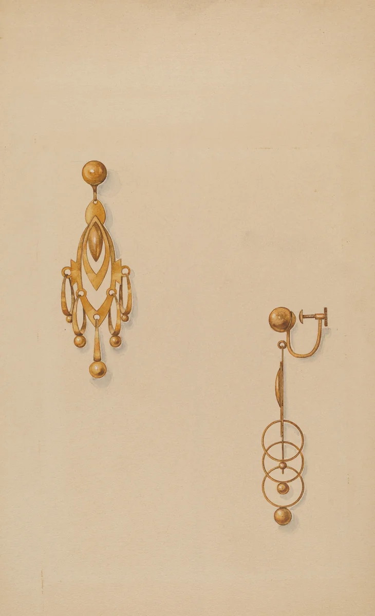 Earrings by Isidore Steinberg, index of american design, 1937