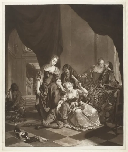 Het bordeel by Nicolaas Verkolje, print, 1700
