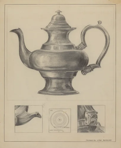 Silver Teapot by Francis Law Durand, index of american design, 1935-1942