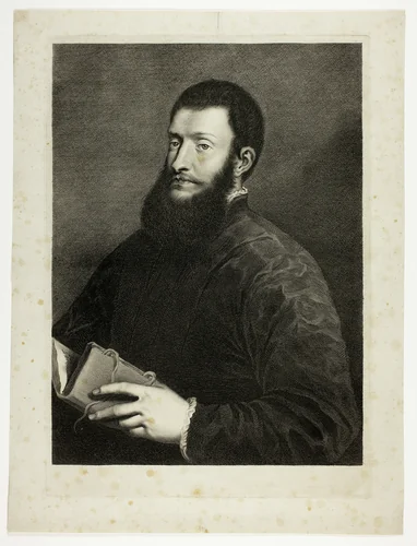 Portrait of the Poet Pietro Aretino, from Cabinet Reynst; Variarum imaginum a celeberrimis artificibus pictarum Caelaturae (Cabinet Reynst: Engravings of various images painted by famous artists) by Cornelis van Dalen Titian, print, 1655-1660