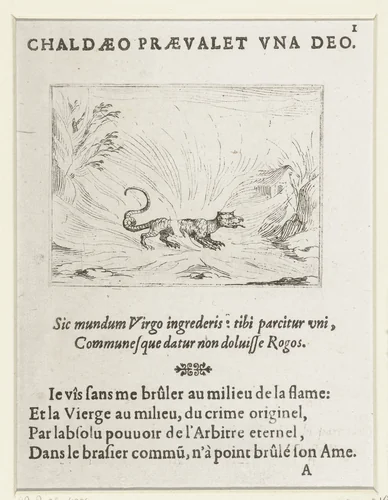 Salamander in het vuur by Jacques Callot, print, 1625-1629
