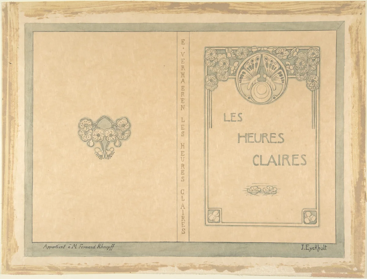 Design for "Les Heures Claires" by Emile Verhaeren by Julia Eyckholt, drawing, 1896-1910