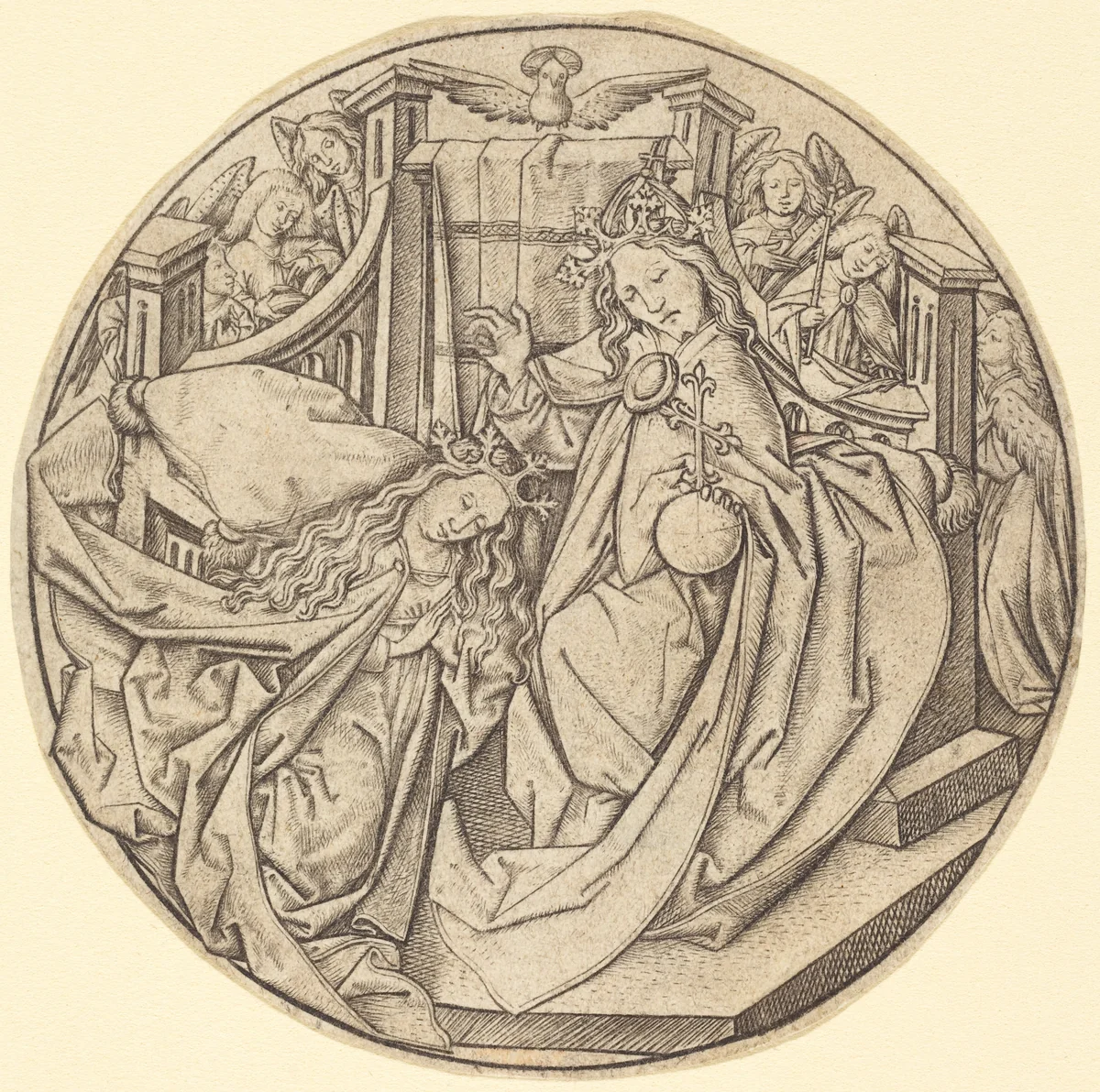 Christ Blessing the Virgin by Master E. S., print, 1450