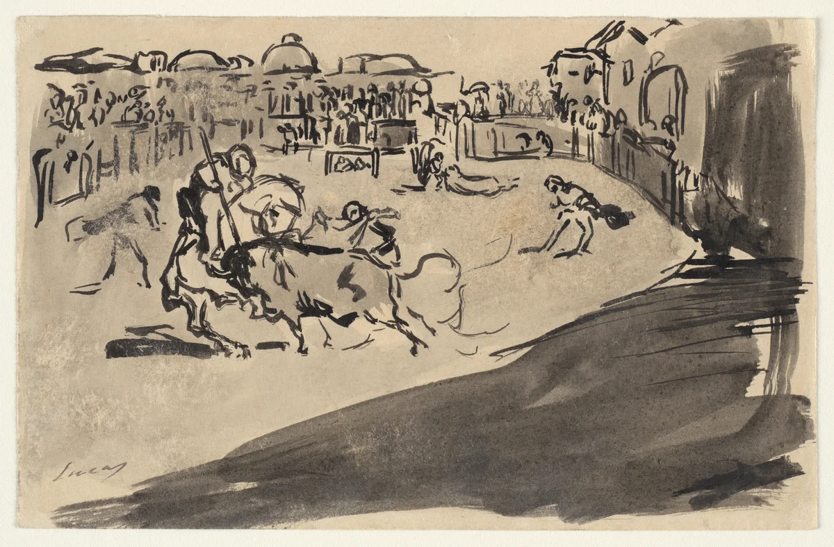 Bullfight by Eugenio Lucas y Padilla, drawing, 1800-1900