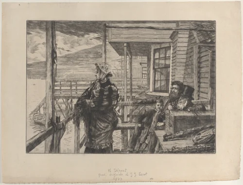 The Three Crows Inn, Gravesend by James Tissot, print, 1877