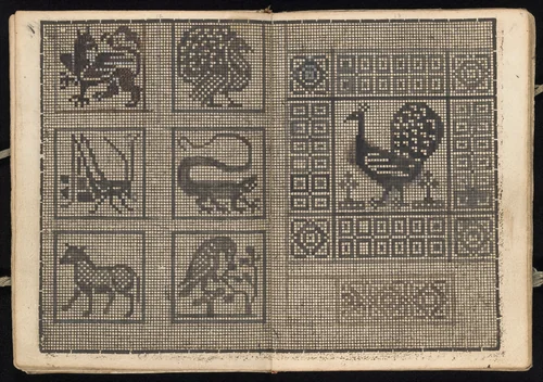 Manuscript album of designs for lace and embroidery by anonymous, book, 1591-1601