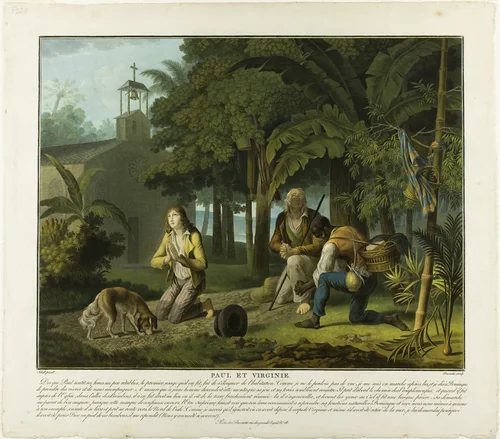 The Prayer, plate 6 from Paul et Virginie by Charles Melchior Descourtis, print, 1795