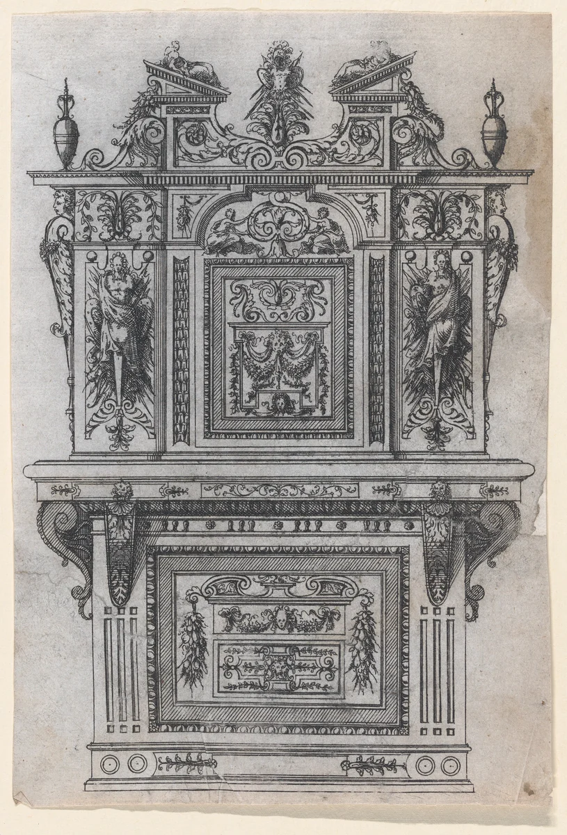 Furniture Design by Jacques Androuet du Cerceau, print, 1565-1570