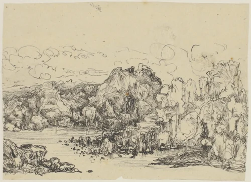 Rocks by the Sea by Rodolphe Bresdin, drawing, 1845-1885