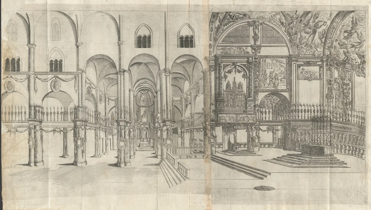 Church Interior by French 17th Century, print, 1600-1699
