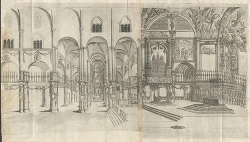 Church Interior by French 17th Century, print, 1600-1699