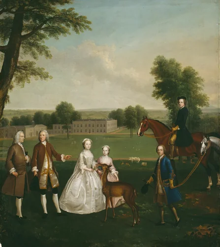 Thomas Lister and Family at Gisburne Park by Arthur Devis, painting, 1740-1741