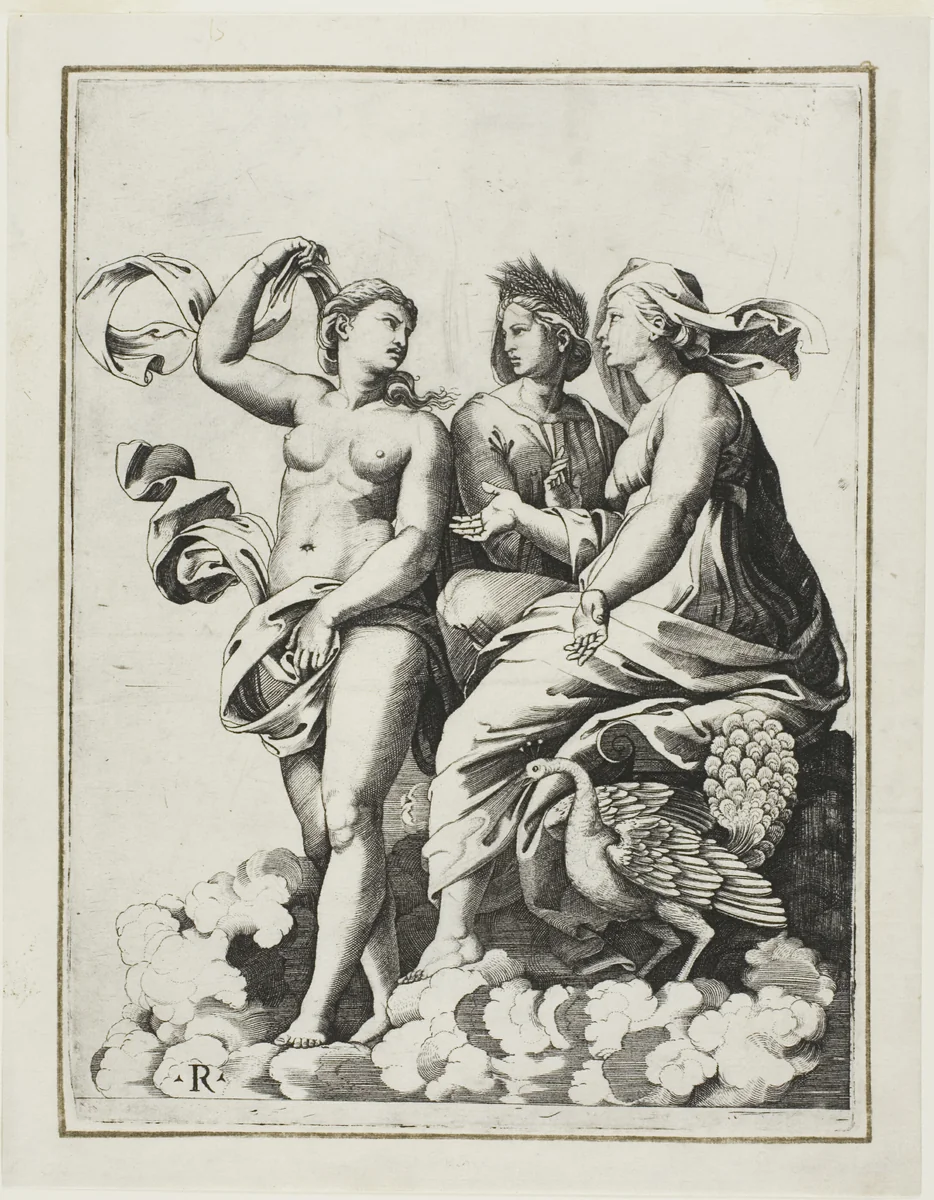 Juno, Ceres, and Psyche by Marco Dente Raphael, print, 1513-1523