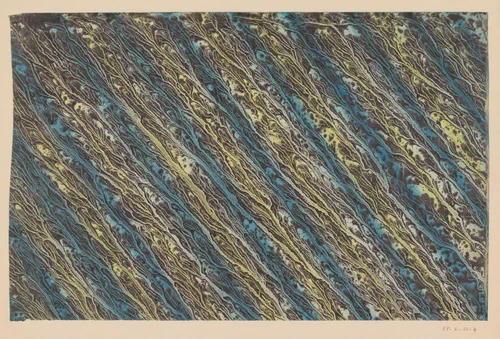 Stroommarmer met diagonale banen in geel, zwart en blauw by anonymous, other, 1850-1917