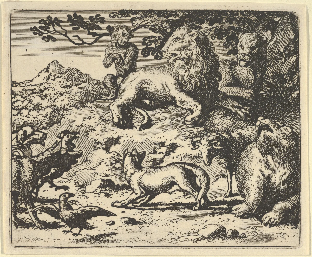 The Dread of Renard's Enemies from Hendrick van Alcmar's Renard The Fox by Allart van Everdingen, print, 1650-1675