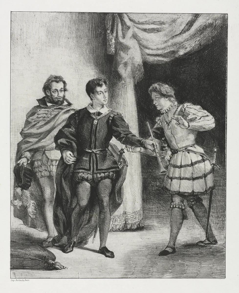 Hamlet: Hamlet and Guildenstern by Eugène Delacroix, print, 1834