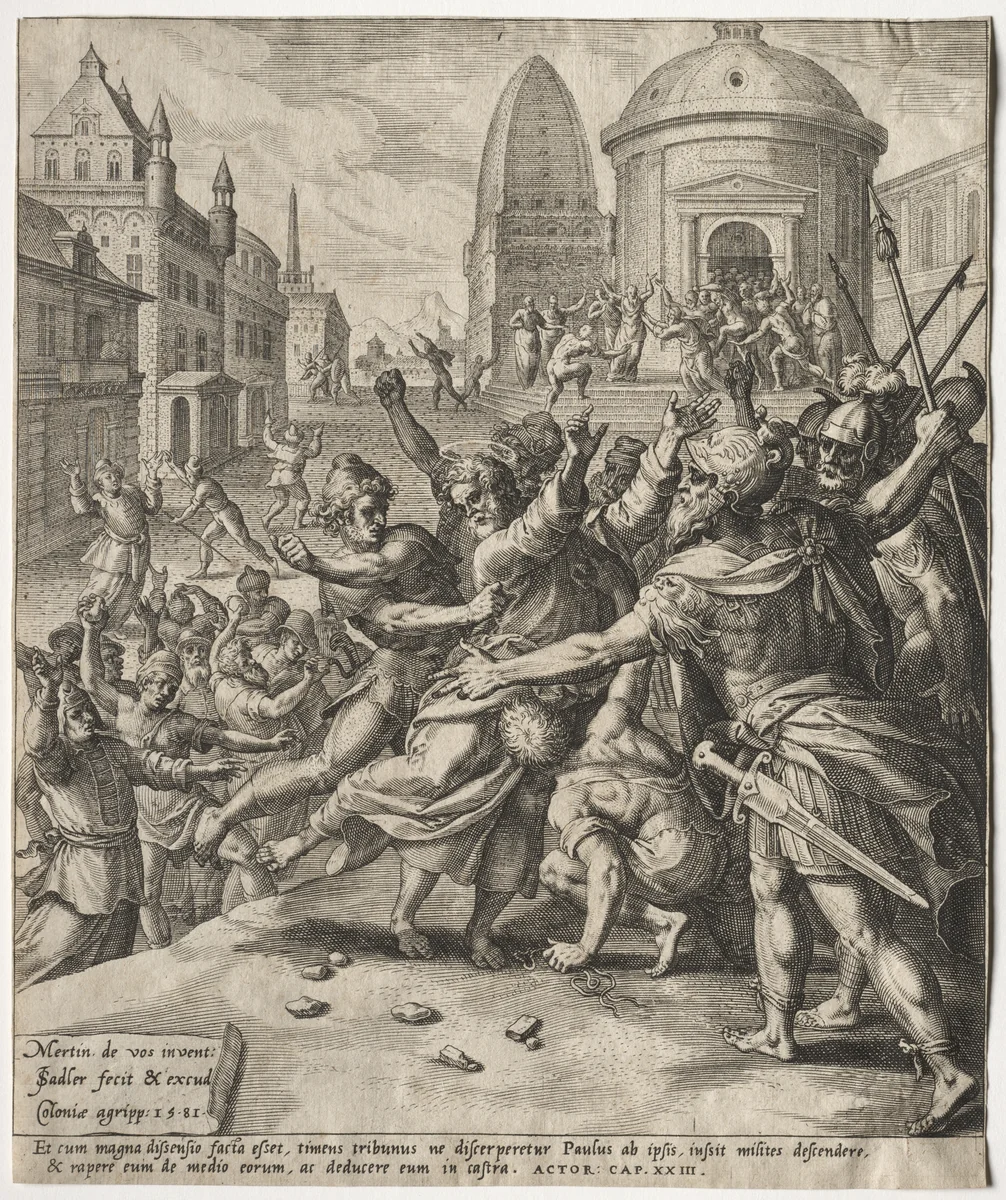 The Arrest of St. Paul by Jan I Sadeler, print, 1581