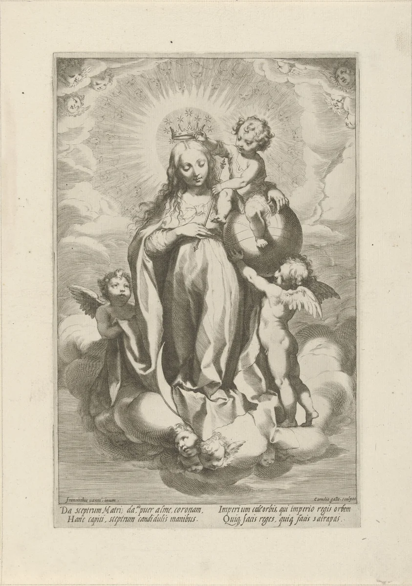 Kroning van Maria by Unknown, print, 1586-1612