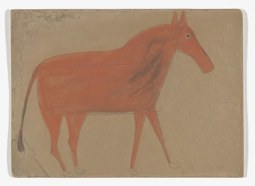 Untitled (Orange Horse) by Bill Traylor, drawing, 1939