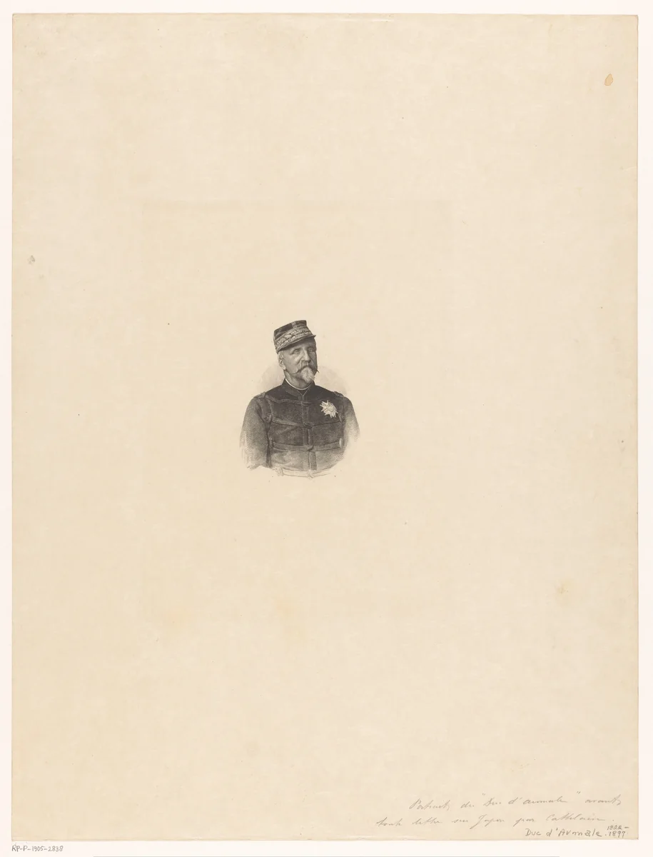 Portret van Henri Eugene-Philippe-Louis d'Orleans, hertog van Aumale by Philippe Auguste Cattelain, print, 1848-1890