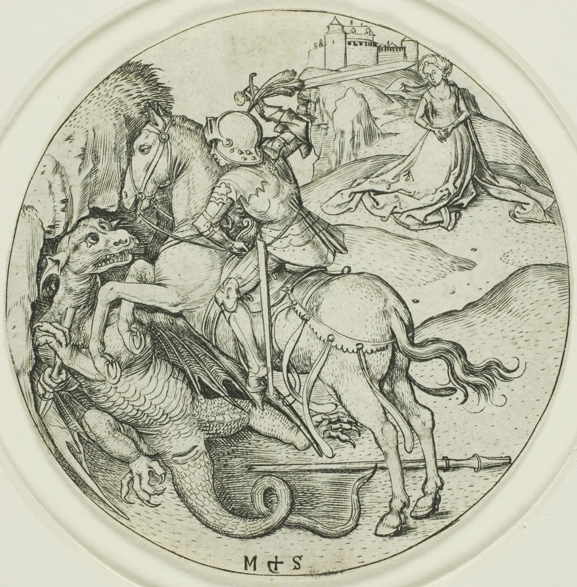 Saint George by Martin Schongauer, print, 1450-1491