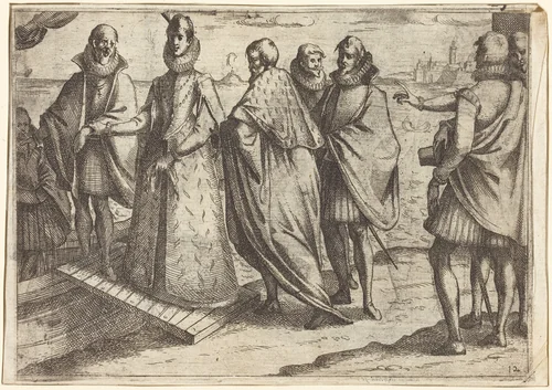 Embarkation at Genoa [recto] by Jacques Callot, print, 1612