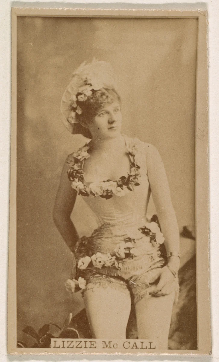 Lizzie McCall, from the Actresses series (N245) issued by Kinney Brothers to promote Sweet Caporal Cigarettes by Kinney Brothers Tobacco Company, photograph, 1890