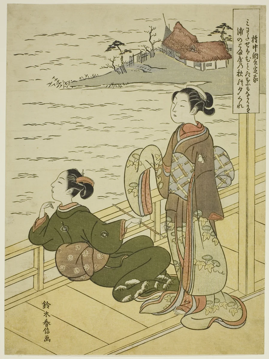 Gonchunagon Sadaie (Fujiwara no Teika), from an untitled series of parodies of the Three Evening Poems by Suzuki Harunobu (鈴木春信), print, 1762-1770