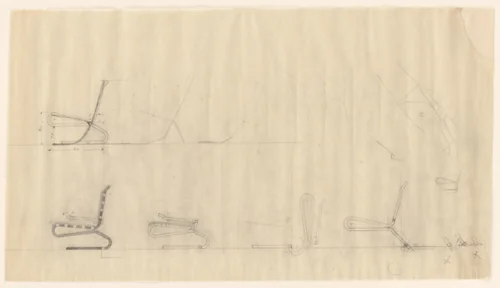 Car seat, elevations by Lilly Reich, mies van der rohe archive