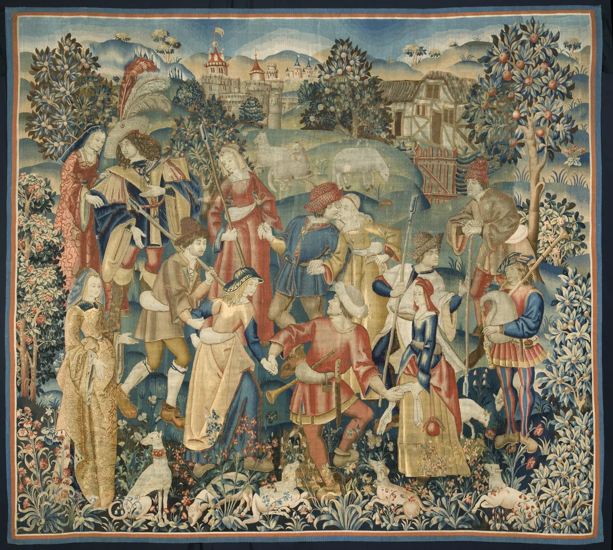 Shepherds in a Round Dance by Unknown, textile, 1500-1525