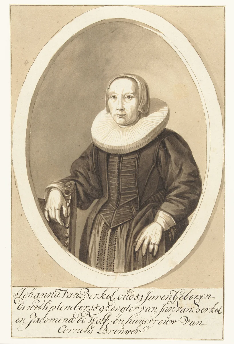 Portret van Johanna van Berckel in ovaal by Cornelis Dusart, drawing, 1670-1704