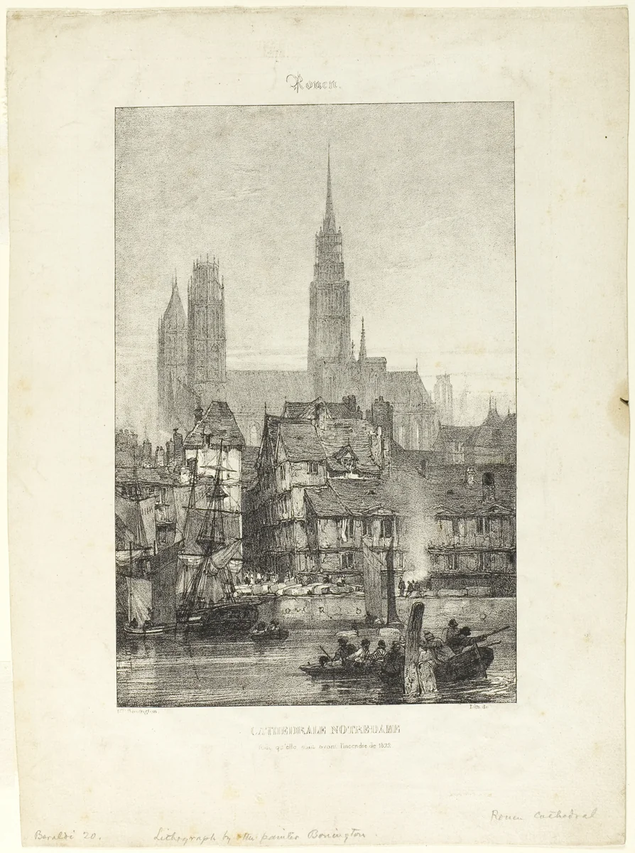 Notre Dame Cathedral in Rouen by Richard Parkes Bonington, print, 1822-1828
