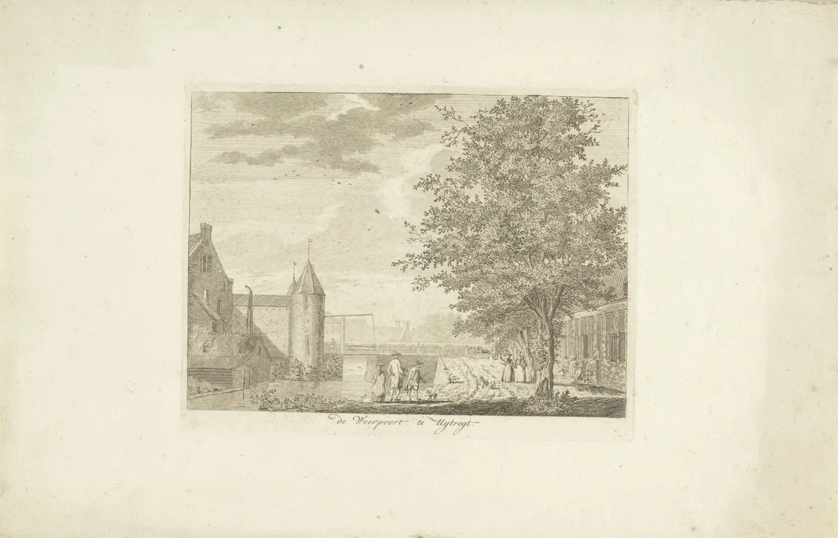 Gezicht op de Weerdpoort te Utrecht by Hendrik Spilman, print, 1742-1784