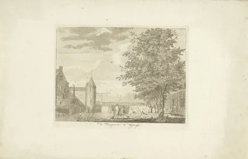 Gezicht op de Weerdpoort te Utrecht by Hendrik Spilman, print, 1742-1784