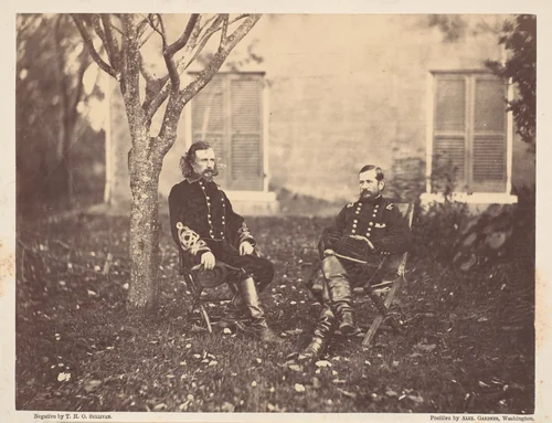 Major General Pleasanton and General Custer by Timothy O'Sullivan, photograph, 1863