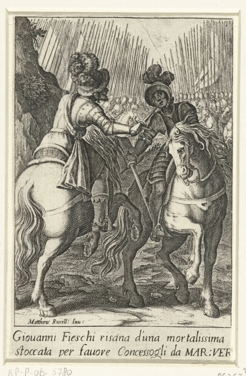 Het wonder van Giovanni Fieschi by Jacques Callot, print, 1614