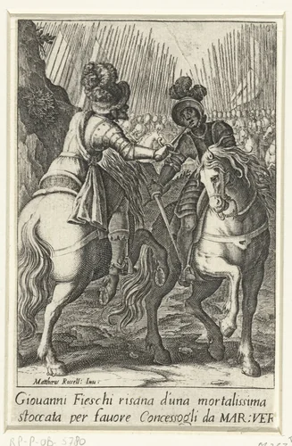 Het wonder van Giovanni Fieschi by Jacques Callot, print, 1614