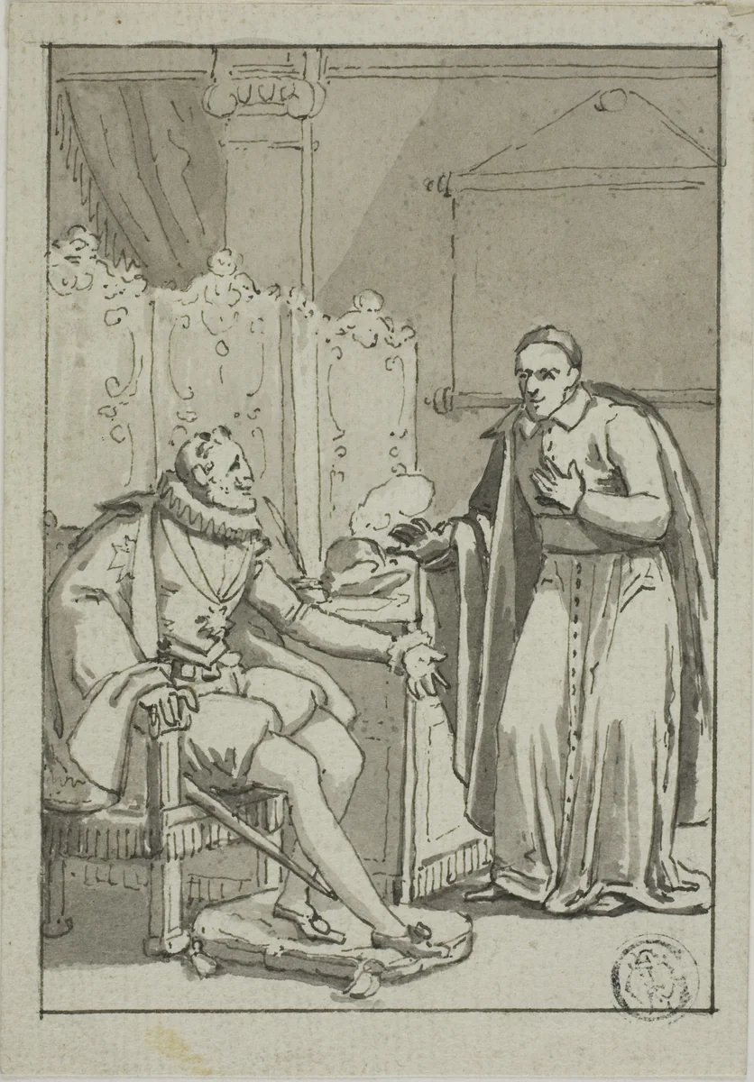 Audience of Cardinal with Henry IV by Unknown Artist, drawing, 1700-1799