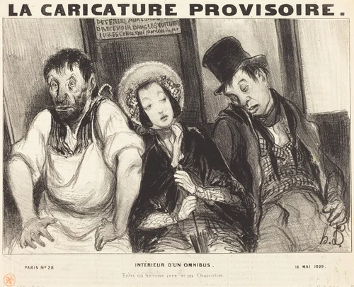 Intérieur d'un omnibus by Honoré Daumier, print, 1839